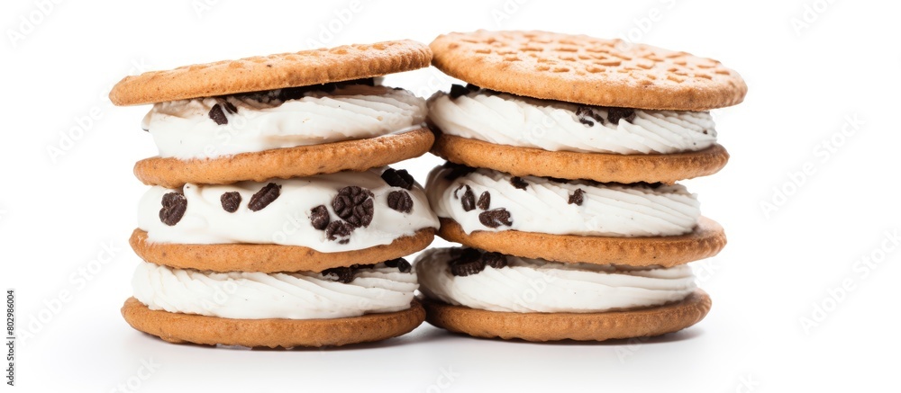 Aufkleber A copy space image of cracker cookies with cream on a white background