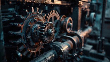 Fototapeta premium engine, gear, metal, machine, car, old, gears, wheel, steel, industry, motor, machinery, engineering, technology, mechanism, industrial, mechanical, power, iron, part, vehicle, metallic, teeth, vintag