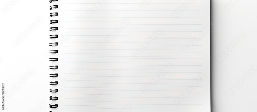 Poster A blank notebook paper on a white background with space for writing or drawing. with copy space image. Place for adding text or design