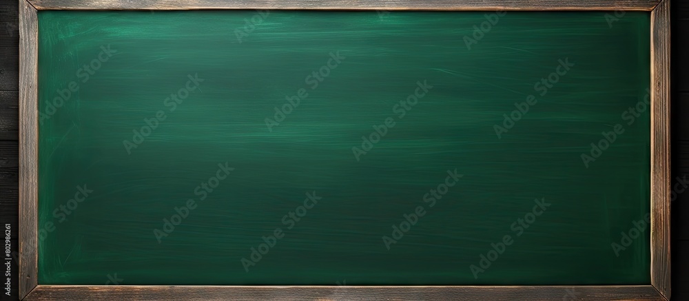 Poster A blackboard with a green surface providing a blank area for writing and drawing An image of a blackboard with a green surface creating a copy space for various writing or artistic purposes
