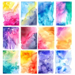 abstract watercolor background set, The water colour gradient, A watercolored image of a colorful abstract background with a watercolor effect.

