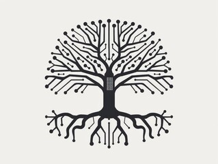 Tech Tree Logo: Minimalist Circuit Board Design