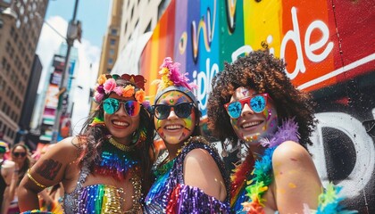 Pride month parade with drag fantasy costume Concept of self-expression, LGBTQ+ identity and celebration