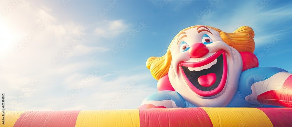 Aufkleber a colorful inflatable bouncy jumper featuring a lively clown design perfect for fun filled playtime 