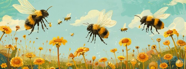 Illustrations depicting the process of pollination.