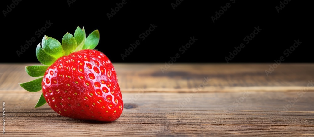 Aufkleber A copy space image featuring a ripe strawberry placed on a rustic wooden surface
