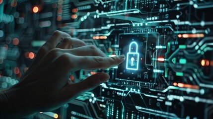 Fototapeta premium Enhance network safeguard and cybersecurity through encrypted access control, privacy protection, and multi-factor authentication protocols.