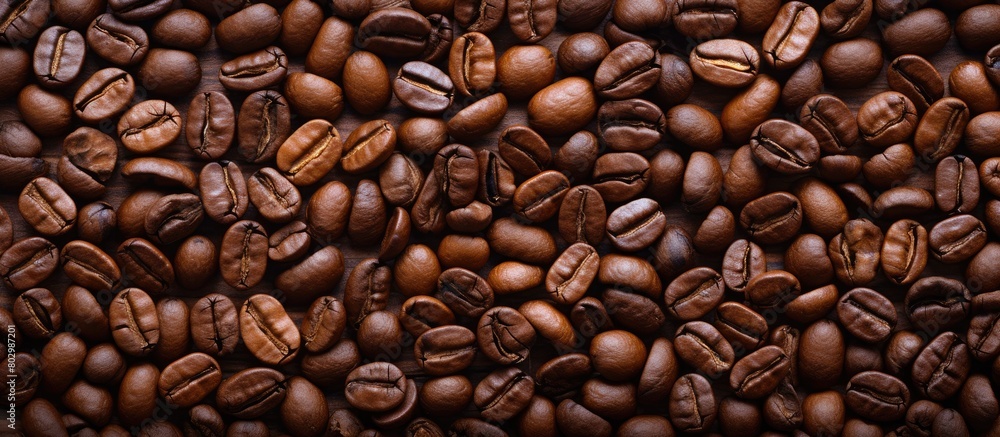 Aufkleber A bird s eye view of coffee beans as a background creating an enticing copy space image