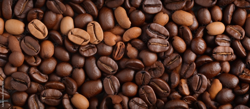 Aufkleber A bird s eye view of coffee beans as a background creating an enticing copy space image