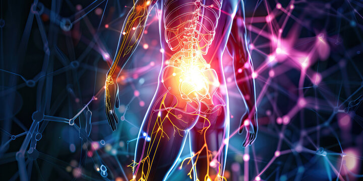 Neurogenic Bladder: The Urinary Incontinence and Bladder Dysfunction - Visualize a person with a highlighted spinal cord affecting bladder control, experiencing urinary incontinence and bladder dysfun