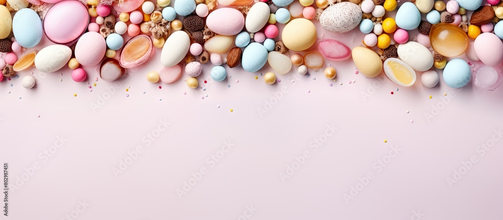 Aufkleber a delightful easter themed border featuring chocolate eggs colorful candy sweets and soft pastel pin