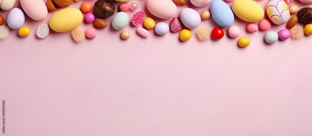 Aufkleber a delightful easter themed border featuring chocolate eggs colorful candy sweets and soft pastel pin