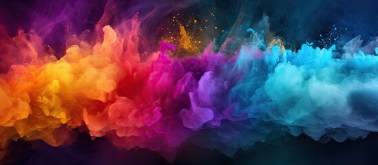 Fototapeta premium A colorful explosion of powdered colors creates an abstract background The motion is frozen capturing the vibrant colors and glitter texture in this copy space image