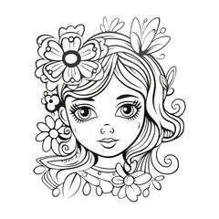 Cute girl coloring pages for kids