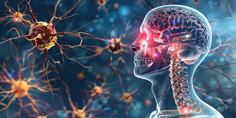 Central Pontine Myelinolysis: The Muscle Weakness and Paralysis - Picture a person with a highlighted area in the brainstem showing demyelination, experiencing muscle weakness and paralysis
