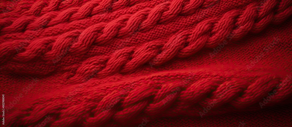 Poster a close up view of a cozy red knitted sweater with a woolen cotton texture the sweater is showcased 