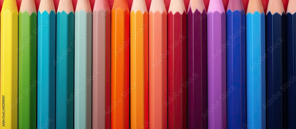 Poster A background made of colored pencils providing a blank space for text or images. with copy space image. Place for adding text or design