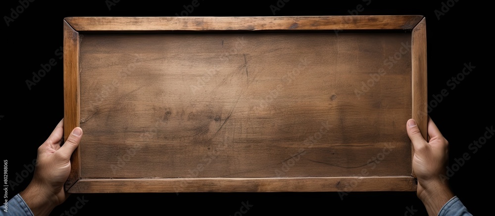 Aufkleber A captivating image capturing hands gripping a wooden frame with an inviting empty space available for text. with copy space image. Place for adding text or design