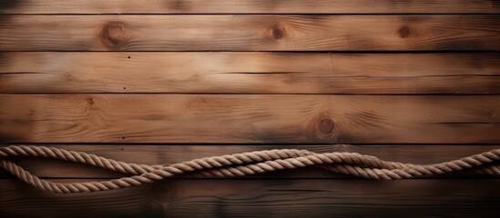A copy space image of ship rope against a wooden textured background © vxnaghiyev
