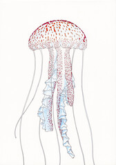 Jellyfish Pelagia nociluca painted with aquarelle