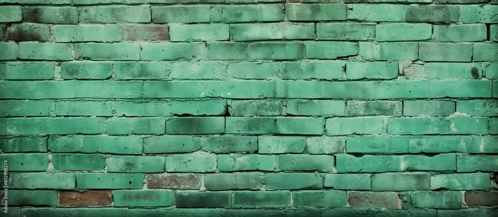 Poster a background image featuring a rough brick wall with a green color tone copy space available
