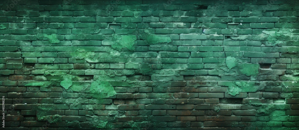 Poster a background image featuring a rough brick wall with a green color tone copy space available