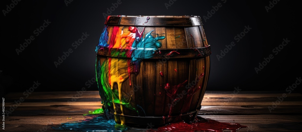 Poster a copy space image of a colored artistic tool made of wax based pigment enclosed in a wooden barrel