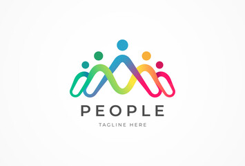 People logo design, Community human Logo template design element, vector illustration