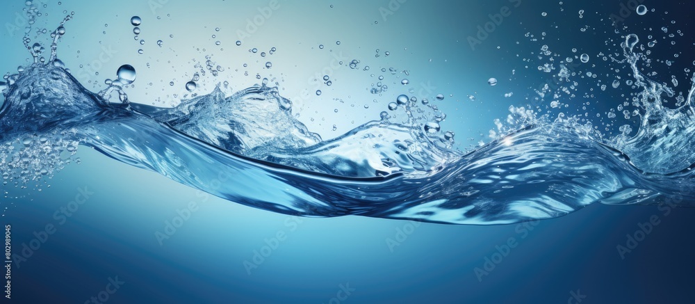 Poster A copy space image captures the mesmerizing dance of water droplets forming circles swirling splashing and creating ripples on a textured sea pattern