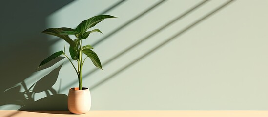 A copy space image of the plant s shadow against a bright background providing room for text