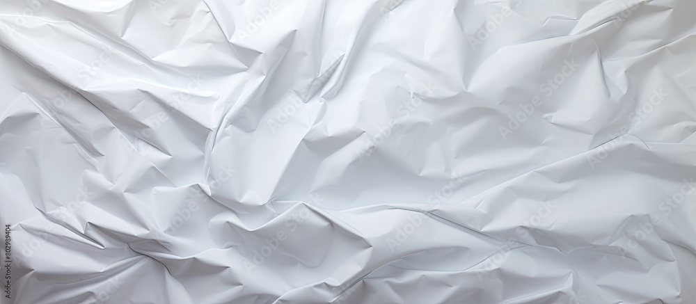 Poster A crumpled white paper creates a textured and vintage backdrop for web design screensavers leaving space for images. with copy space image. Place for adding text or design