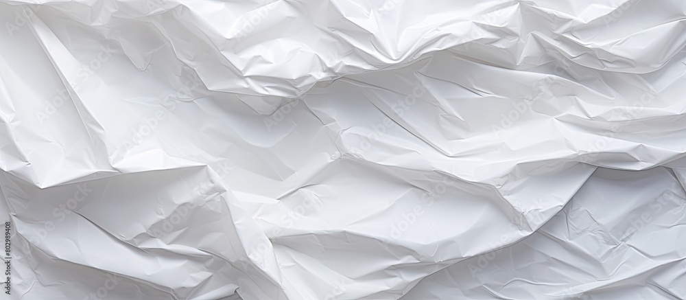 Poster A crumpled white paper creates a textured and vintage backdrop for web design screensavers leaving space for images. with copy space image. Place for adding text or design