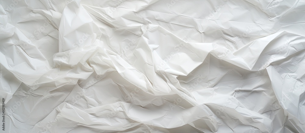 Poster A crumpled white paper creates a textured and vintage backdrop for web design screensavers leaving space for images. with copy space image. Place for adding text or design