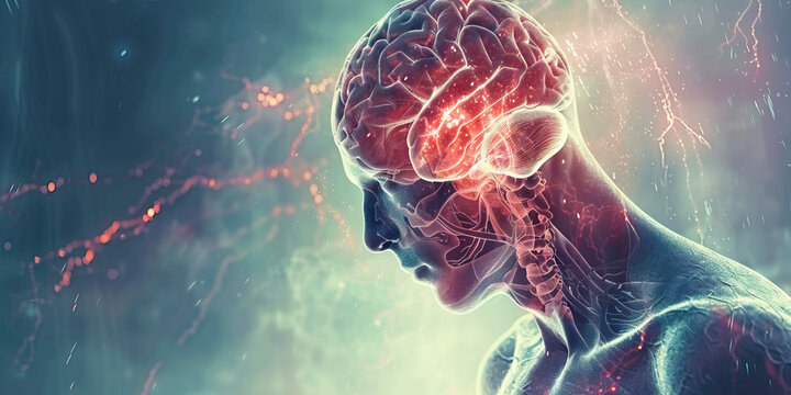 Neuroleptic Malignant Syndrome: The Muscle Rigidity and Hyperthermia - Picture a person with a highlighted brain showing effects of neuroleptic medication