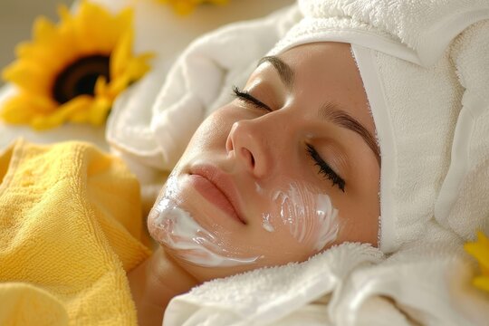 Sophisticated lady indulging in a lavish skincare regimen for glowing complexion