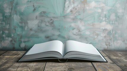 Hardcover Book Mock-Up with Dust Jacket on Wall Background