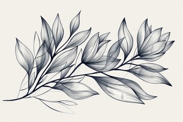  Line art drawing with abstract shape. Abstract Plant Art design background