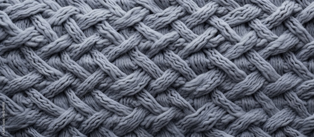 Aufkleber a close up copy space image of a textured gray knitted wool fabric with a captivating pattern servin