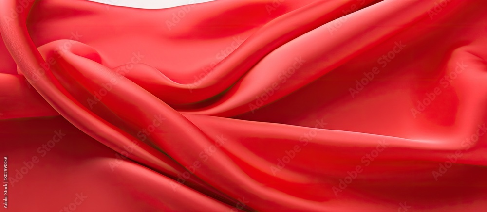 Poster a closeup copy space image of a vibrant red fabric against a clean white backdrop
