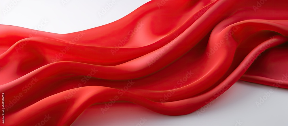 Poster a closeup copy space image of a vibrant red fabric against a clean white backdrop