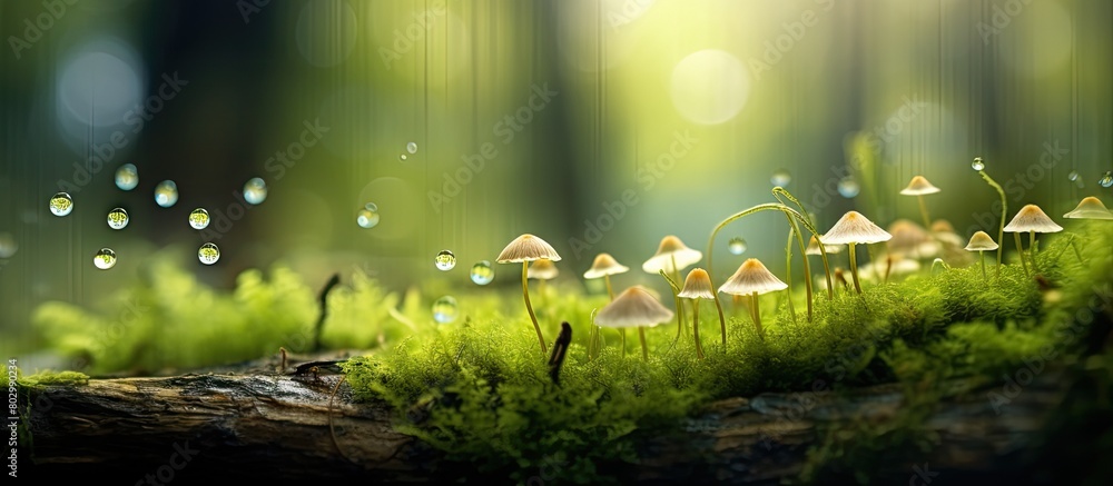 Aufkleber a captivating picture with green blur and beautiful bokeh art taken in the mesmerizing forest offers