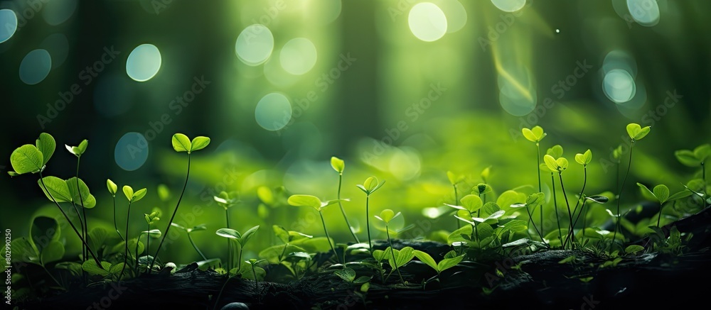 Aufkleber a captivating picture with green blur and beautiful bokeh art taken in the mesmerizing forest offers