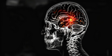 Primary CNS Lymphoma: The Brain Tumor and Neurological Deficits - Visualize a person with a highlighted brain affected by lymphoma, experiencing symptoms of a brain tumor and neurological deficits