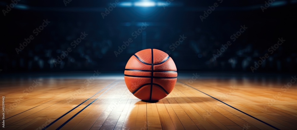 Aufkleber a copy space image of a basketball on a court viewed from the front
