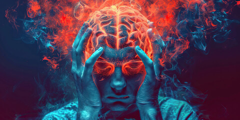 Neurocognitive Disorder Due to Traumatic Brain Injury: The Memory Loss and Executive Dysfunction - Visualize a person with a highlighted brain affected by a traumatic brain injury