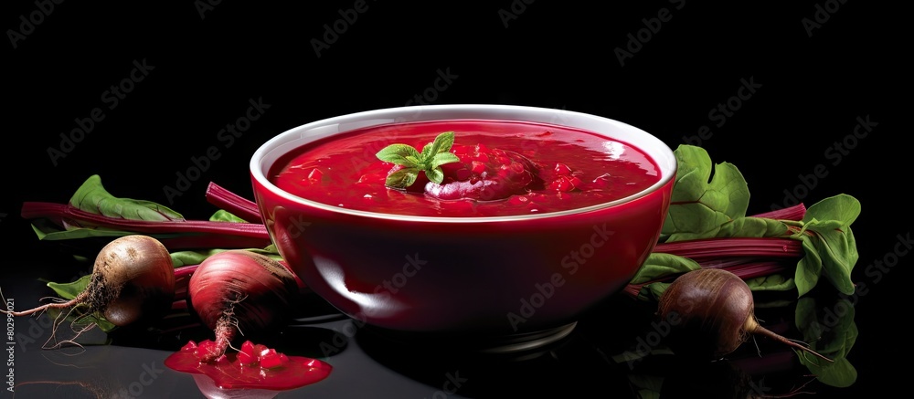 Aufkleber a copy space image of a meatless vegetarian vegetable soup featuring beets captured in a studio sett