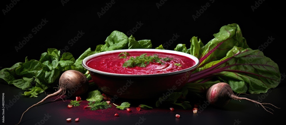 Aufkleber a copy space image of a meatless vegetarian vegetable soup featuring beets captured in a studio sett