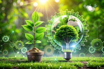 Green technology environmental technology concept. New Green technology.