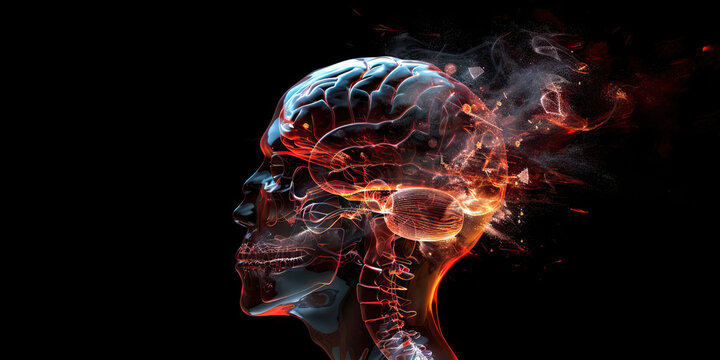 Chronic Traumatic Encephalopathy (CTE): The Memory Loss and Behavioral Changes - Imagine a person with a highlighted brain showing effects of repetitive head trauma, experiencing memory loss