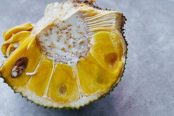 Close-up of ripe Jackfruit sliced on plate